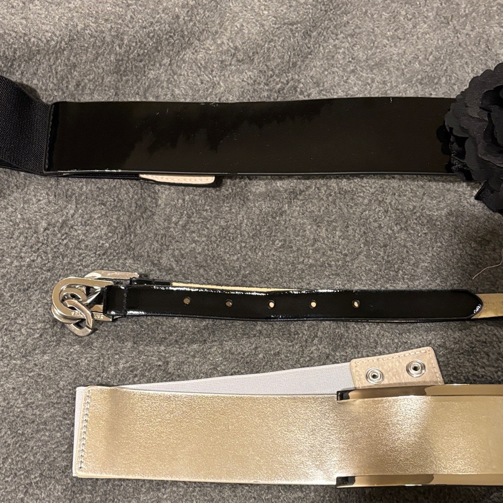 White House Black Market Floral Black and Metallic Belt Trio - Picture 8 of 8